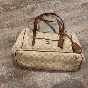 Coach Beige and Brown Signature Tote